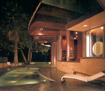 exterior of Harvey residence, with pool